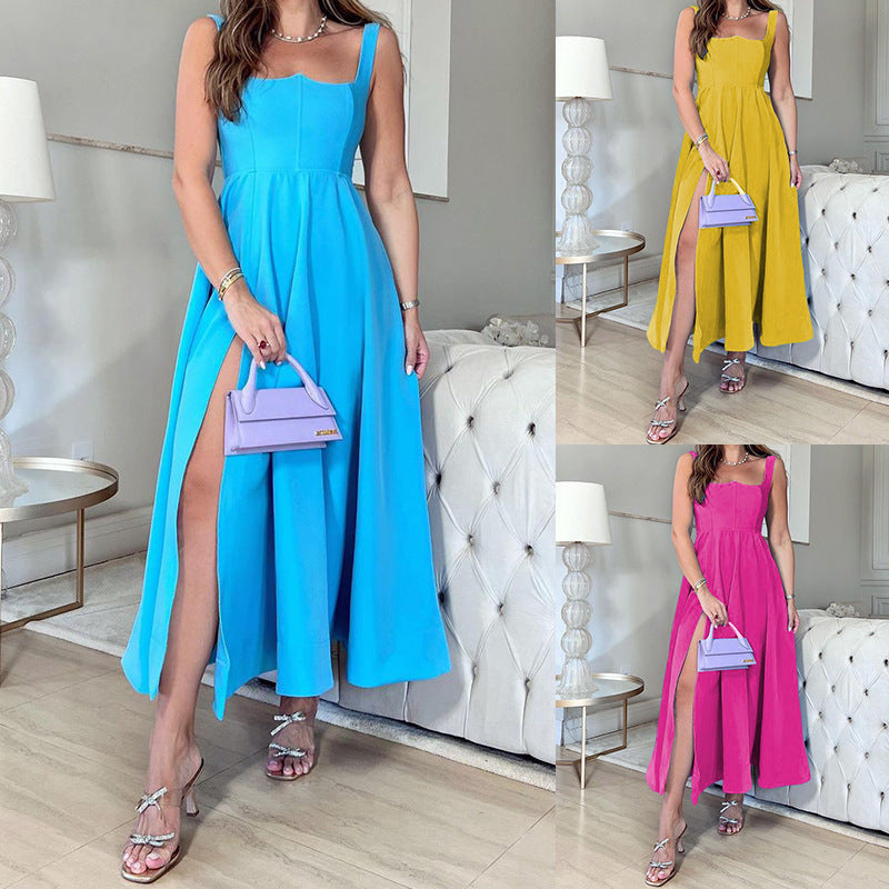 Women's Fashion Sleeveless Midi Strap Dress