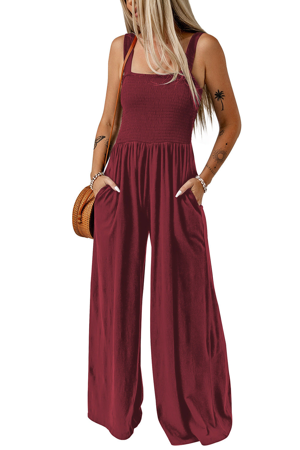 Simple High Waist Knitted One-piece Trousers