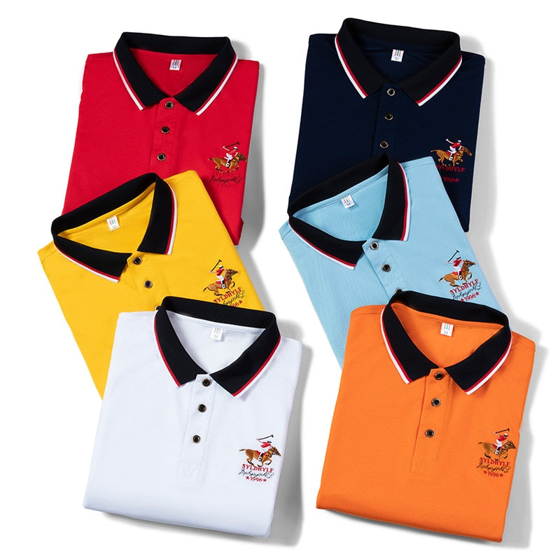 Summer new Men embroidery synthetic fiber Fabric polo shirt