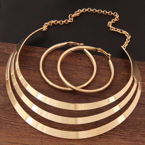 Trendy Gold Metal Torques Necklace