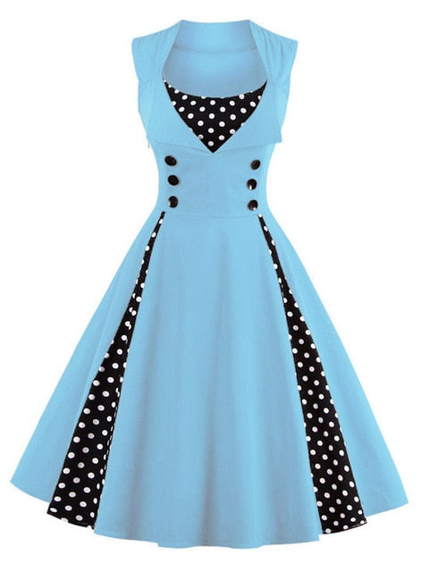 Women Robe Retro Vintage Dress 50s 60s Rockabilly Dot Swing Pin Up Summer Party Dresses