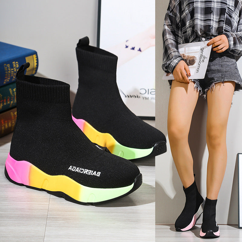 Black Sock Boots For Women Platform Shoes - Chilazexpress Ltd