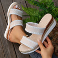 New Hemp Rope Woven Wedge Slippers Summer Ethnic Style Sandals Double Wide Strappy Shoes For Women - Chilazexpress Ltd