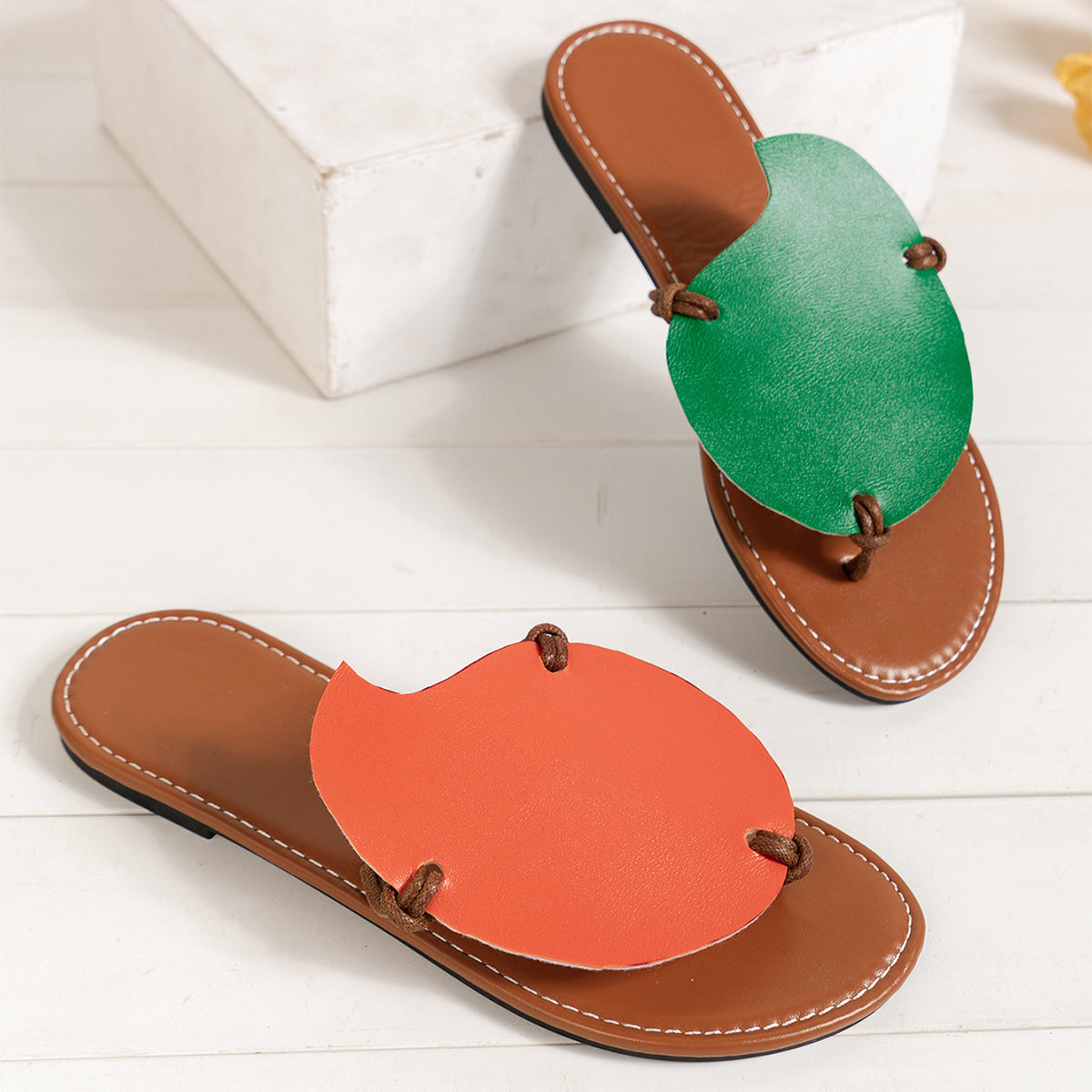 Casual Color-matching Clip-toe Sandals Summer Outdoor Personalized Flat Slippers For Women Flip Flops Shoes - Chilazexpress Ltd