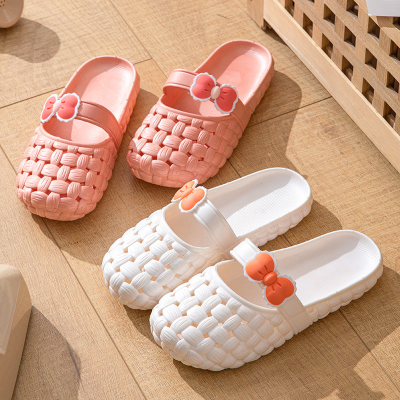 Baotou Slippers With Bow Braid Design Fashion Summer Beach Shoes Cute Dormitory Home Slippers For Women Students - Chilazexpress Ltd