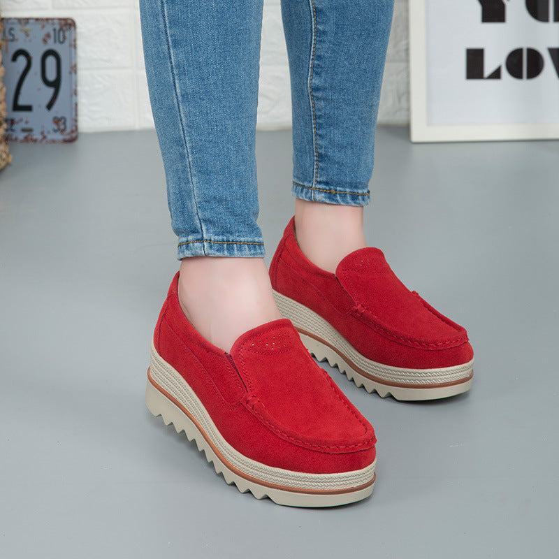 Thick-soled Flat Shoes Anti-slip Suede Height Increasing Shoes For Women - Chilazexpress Ltd