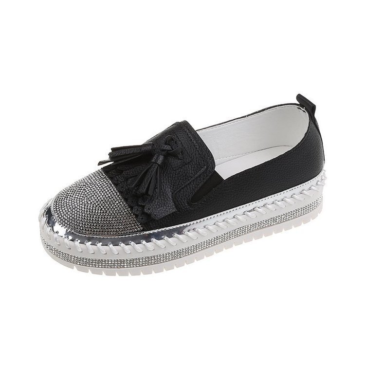 Shallow Leather Rhinestone Platform Shoes For Women - Chilazexpress Ltd
