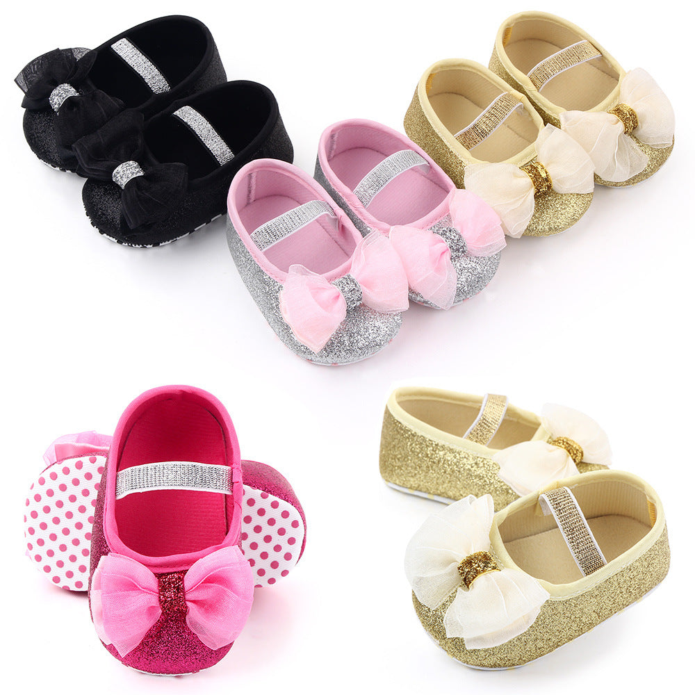 Newborn Princess Shoes Baby Shoes Soft Soled Baby Shoes Bow Princess Shoes Single Shoes - Chilazexpress Ltd