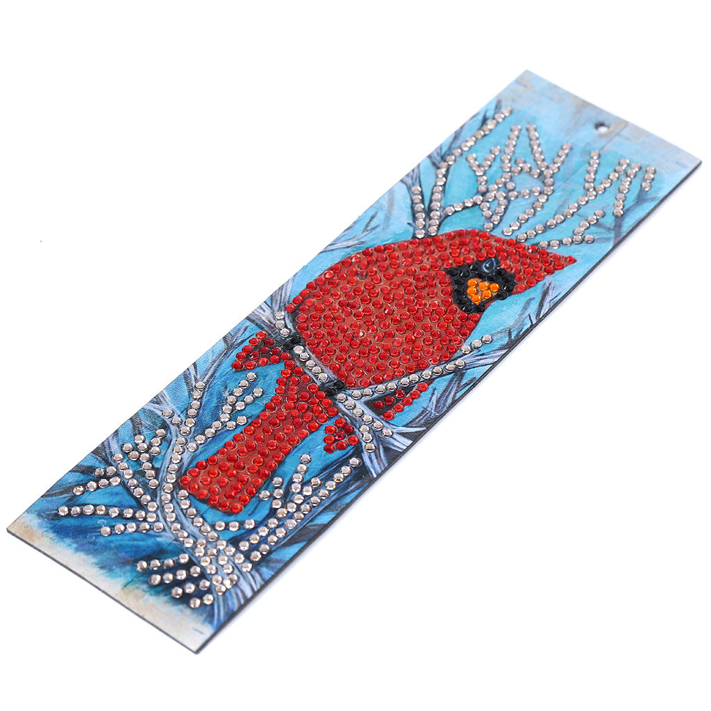 Cross-border New 5d Bookmark Diamond Painting Red Bird Diy Bookmark With Pendant