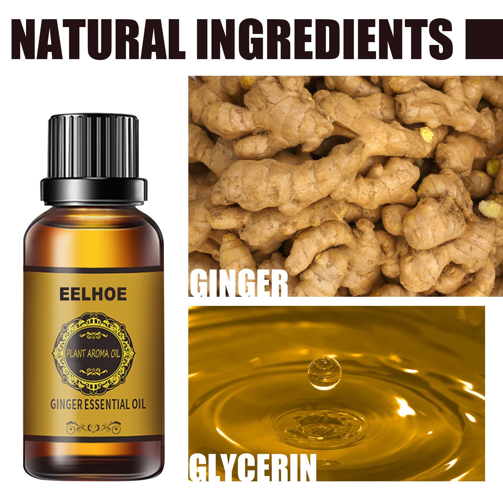 Ginger Essential Oil 10ml Vegetable Oil Body Massage Humidifier - Chilazexpress Ltd