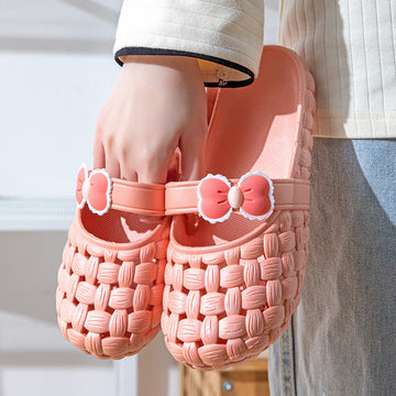 Baotou Slippers With Bow Braid Design Fashion Summer Beach Shoes Cute Dormitory Home Slippers For Women Students - Chilazexpress Ltd