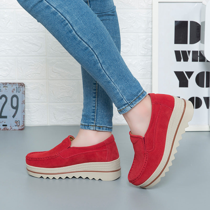 Thick-soled Flat Shoes Anti-slip Suede Height Increasing Shoes For Women - Chilazexpress Ltd