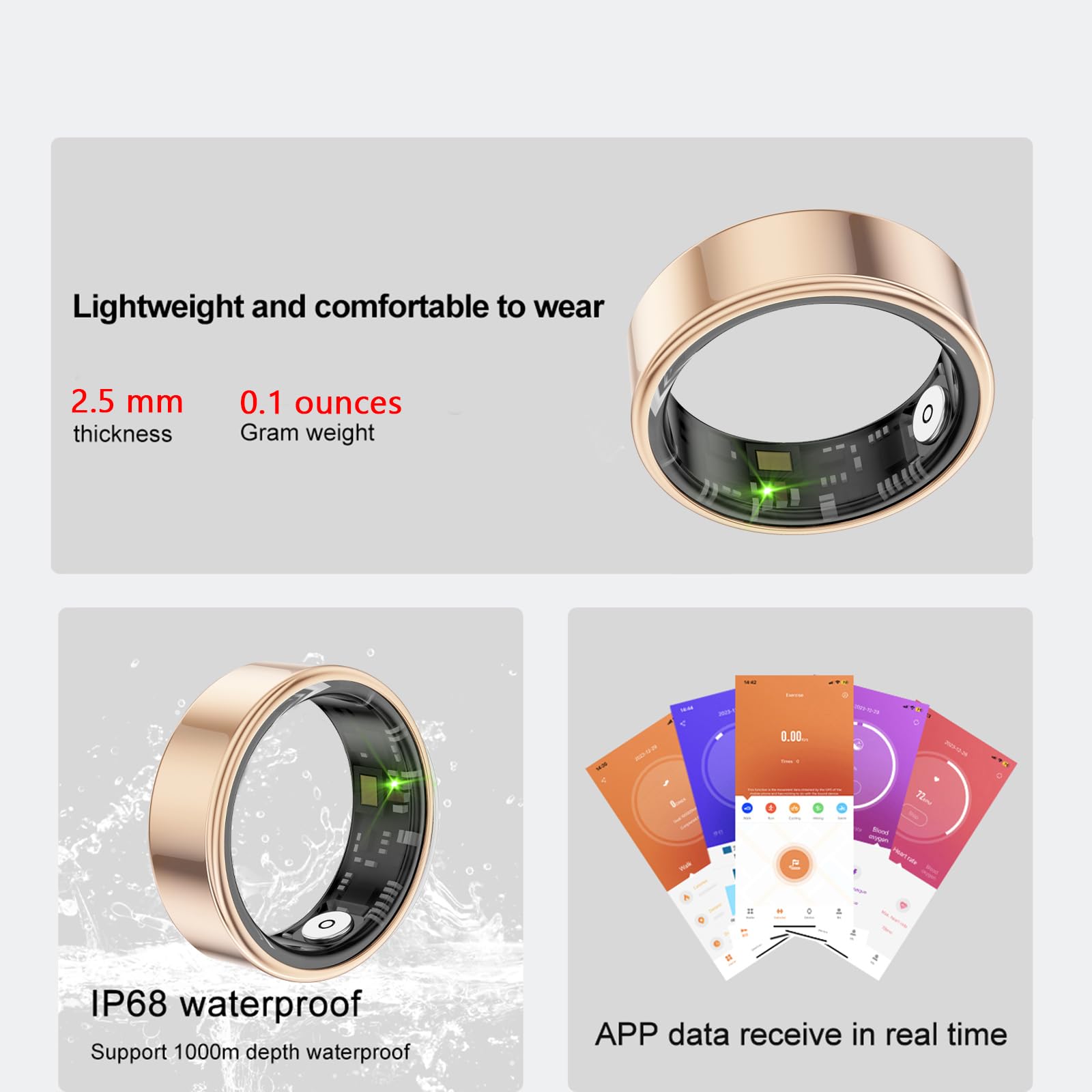 Smart Ring Health Tracker - Fitness Sleep Heart Rate Blood Oxygen Tracker Smart Ring For Men And Women,IP68 Waterproof Level Bluetooth Fitness Tracker Rings Family Care - Chilazexpress Ltd