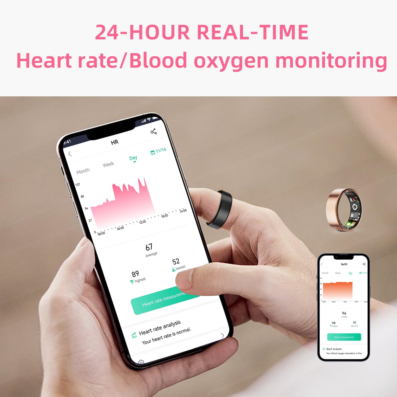 Smart Ring Health Tracker - Fitness Sleep Heart Rate Blood Oxygen Tracker Smart Ring For Men And Women,IP68 Waterproof Level Bluetooth Fitness Tracker Rings Family Care - Chilazexpress Ltd