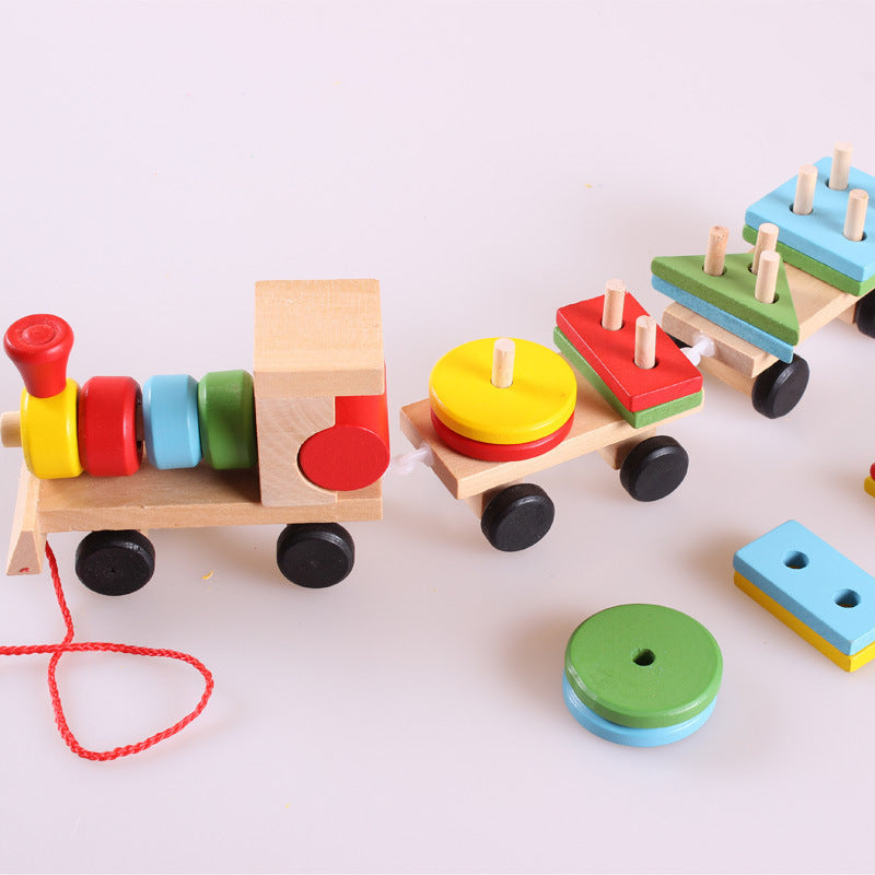 Wooden Train Three-section Tractor Toy Children's Intelligence Puzzle Toys Educational Toys - Chilazexpress Ltd