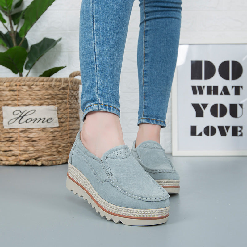Thick-soled Flat Shoes Anti-slip Suede Height Increasing Shoes For Women - Chilazexpress Ltd