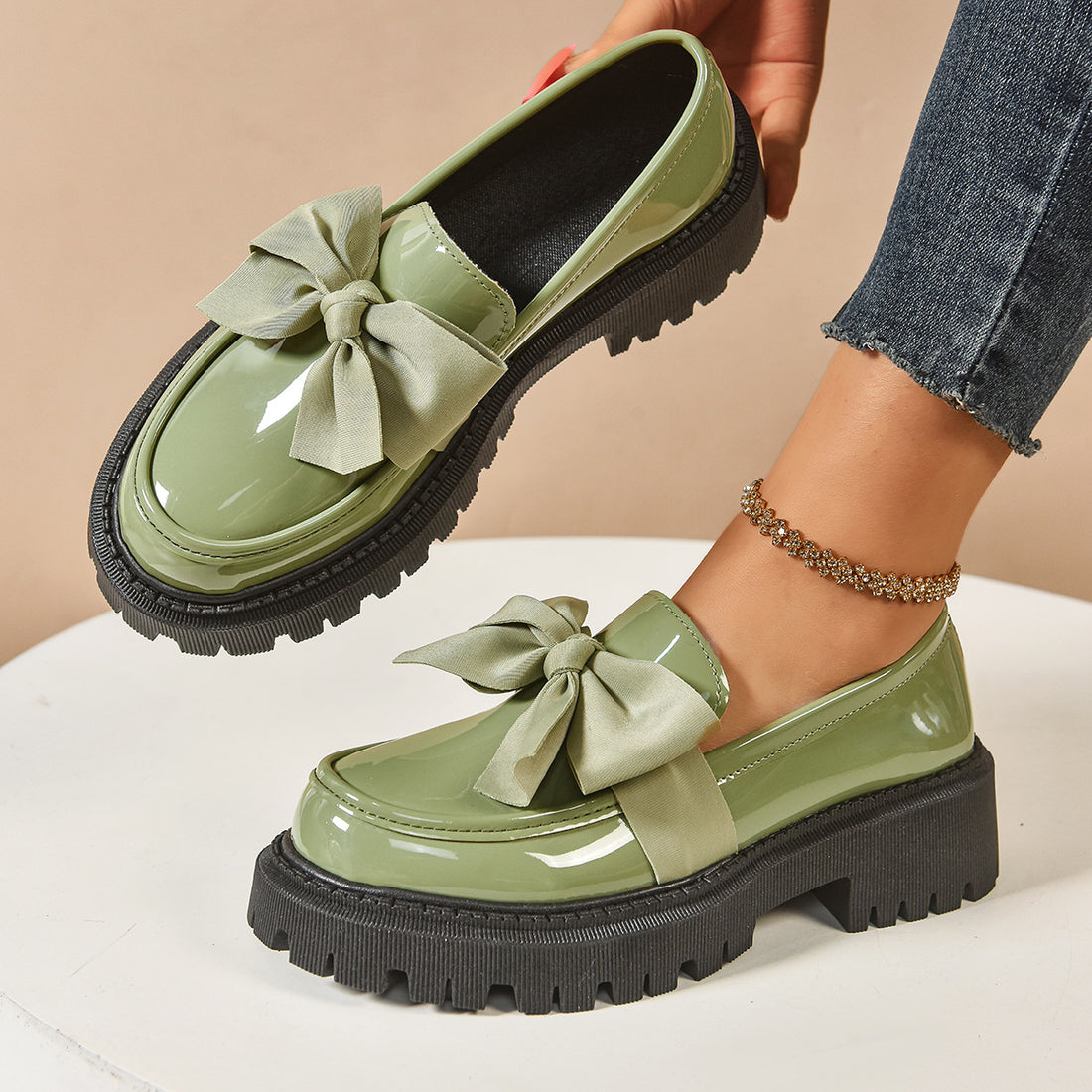 Bow-tie Loafer Shoes For Women Vintage Style - Chilazexpress Ltd