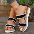 New Hemp Rope Woven Wedge Slippers Summer Ethnic Style Sandals Double Wide Strappy Shoes For Women - Chilazexpress Ltd