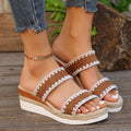 New Hemp Rope Woven Wedge Slippers Summer Ethnic Style Sandals Double Wide Strappy Shoes For Women - Chilazexpress Ltd