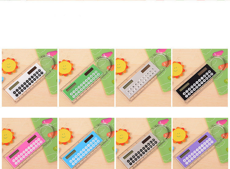 Hot Selling Solar Mini Calculator Magnifier Multifunction  Ultra-thin Ruler Office Supplies