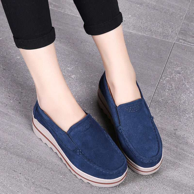 Thick-soled Flat Shoes Anti-slip Suede Height Increasing Shoes For Women - Chilazexpress Ltd
