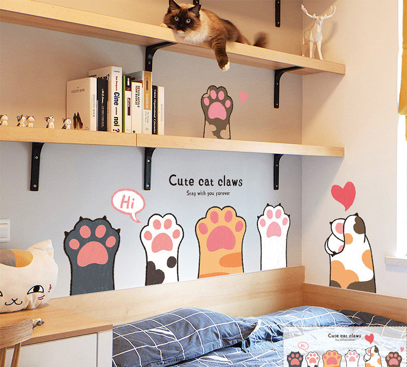 Cartoon Cat Wardrobe Stickers Creative Room Decoration Stickers Cat Litter Wall Stickers