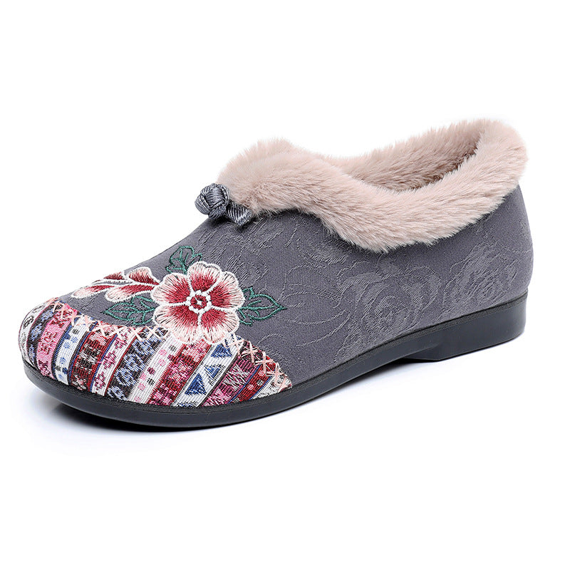 Flat Bottom Embroidery Cotton Shoes For Women - Chilazexpress Ltd