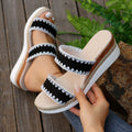 New Hemp Rope Woven Wedge Slippers Summer Ethnic Style Sandals Double Wide Strappy Shoes For Women - Chilazexpress Ltd