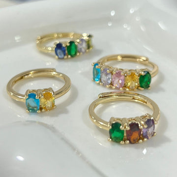 Zircon-inlaid Sweet Multi-colored Ring For Women