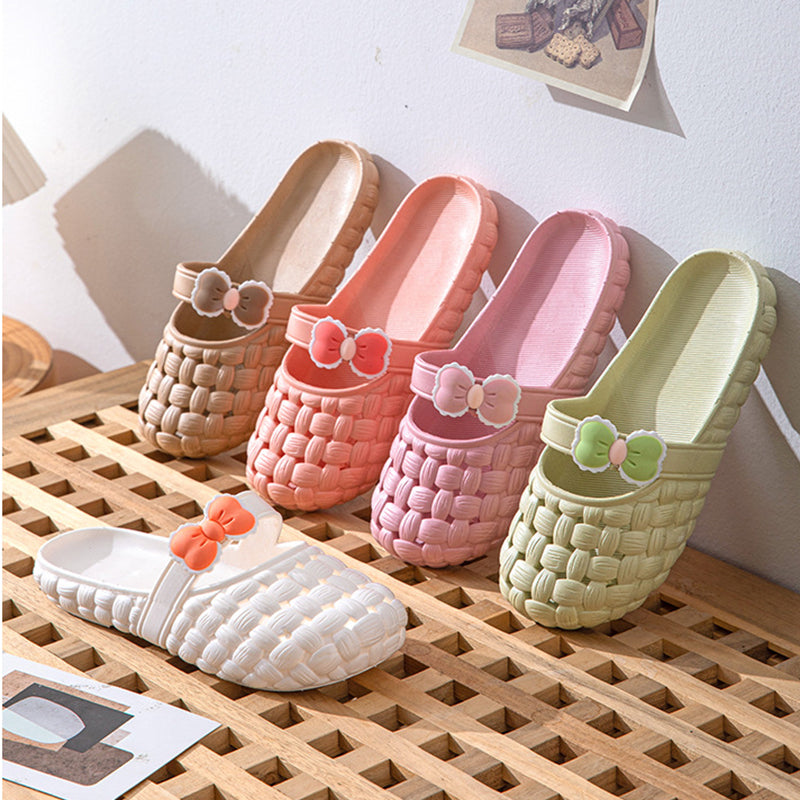 Baotou Slippers With Bow Braid Design Fashion Summer Beach Shoes Cute Dormitory Home Slippers For Women Students - Chilazexpress Ltd