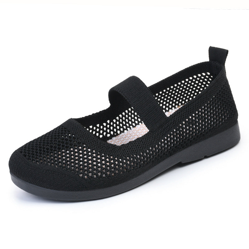 Casual Shoes For Women Flying Woven Women's Shoes Breathable Women Hollow Out Soft Bottom Mom Shoes - Chilazexpress Ltd