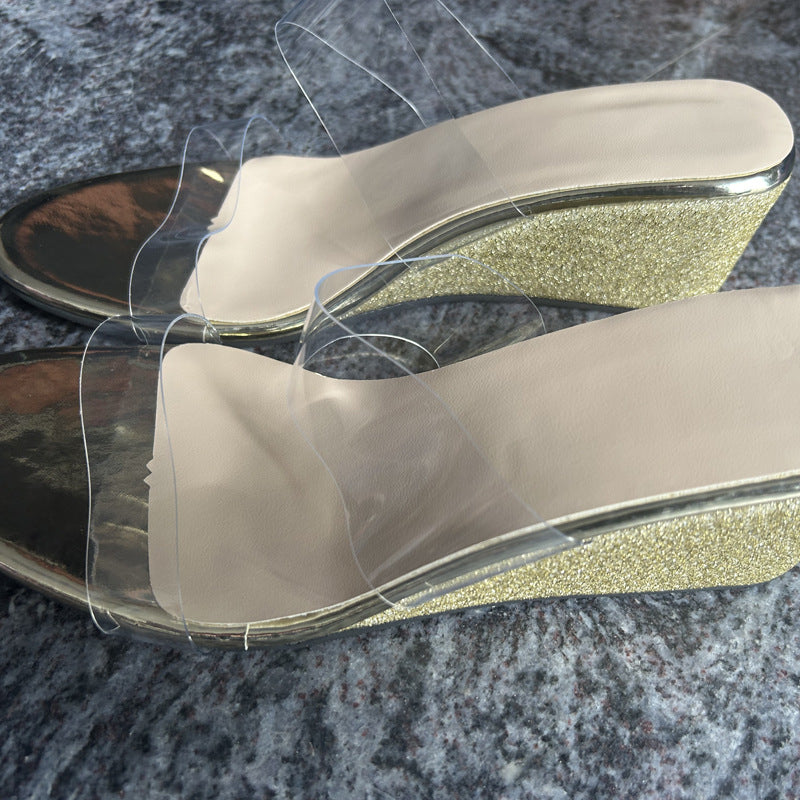 Summer Transparent Wedges Sandals Outdoor Fashion High Heel Slippers Thick Bottom Fish Mouth Shoes For Women - Chilazexpress Ltd