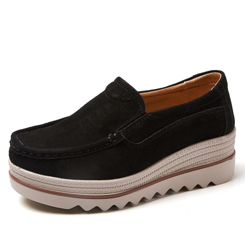 Thick-soled Flat Shoes Anti-slip Suede Height Increasing Shoes For Women - Chilazexpress Ltd