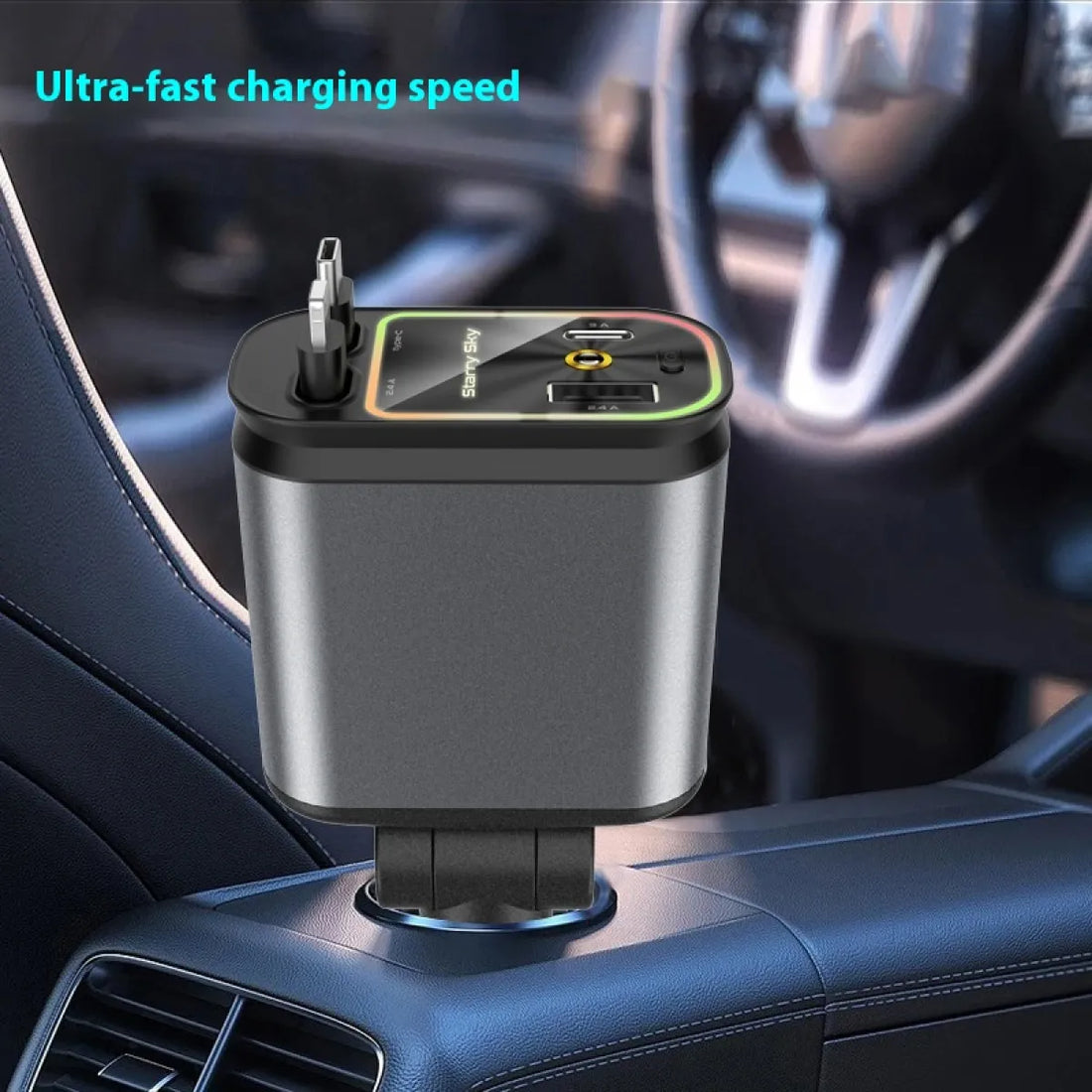 Car Mobile Phone Charger Four-in-one Multi-function Double Telescopic Strip Line - Chilazexpress Ltd