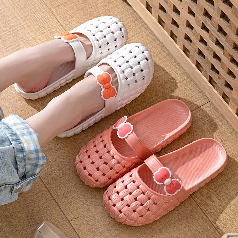 Baotou Slippers With Bow Braid Design Fashion Summer Beach Shoes Cute Dormitory Home Slippers For Women Students - Chilazexpress Ltd