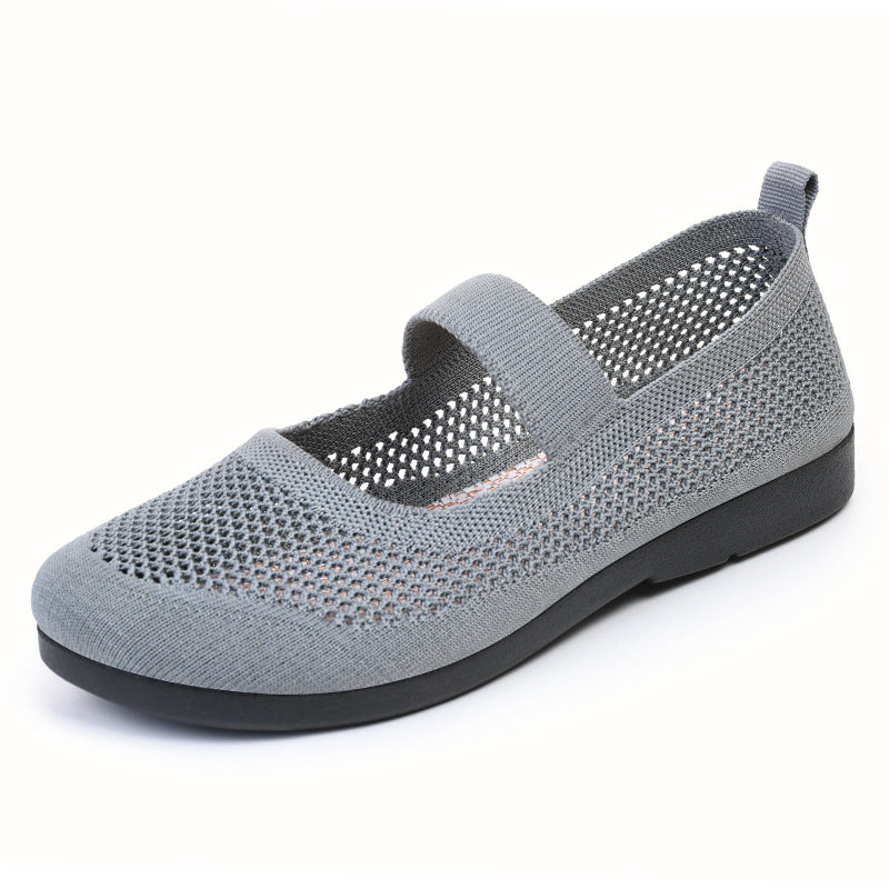 Casual Shoes For Women Flying Woven Women's Shoes Breathable Women Hollow Out Soft Bottom Mom Shoes - Chilazexpress Ltd