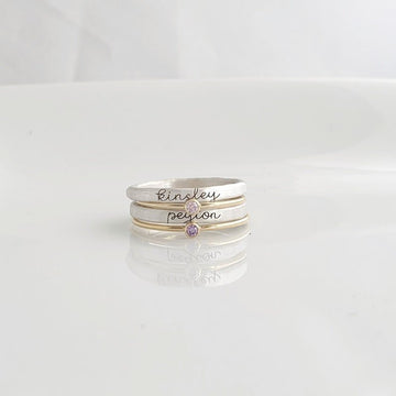 12 Color Birthstone DIY Engraved Ring