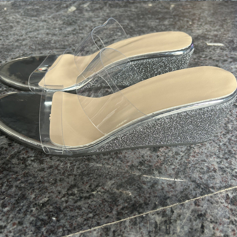 Summer Transparent Wedges Sandals Outdoor Fashion High Heel Slippers Thick Bottom Fish Mouth Shoes For Women - Chilazexpress Ltd