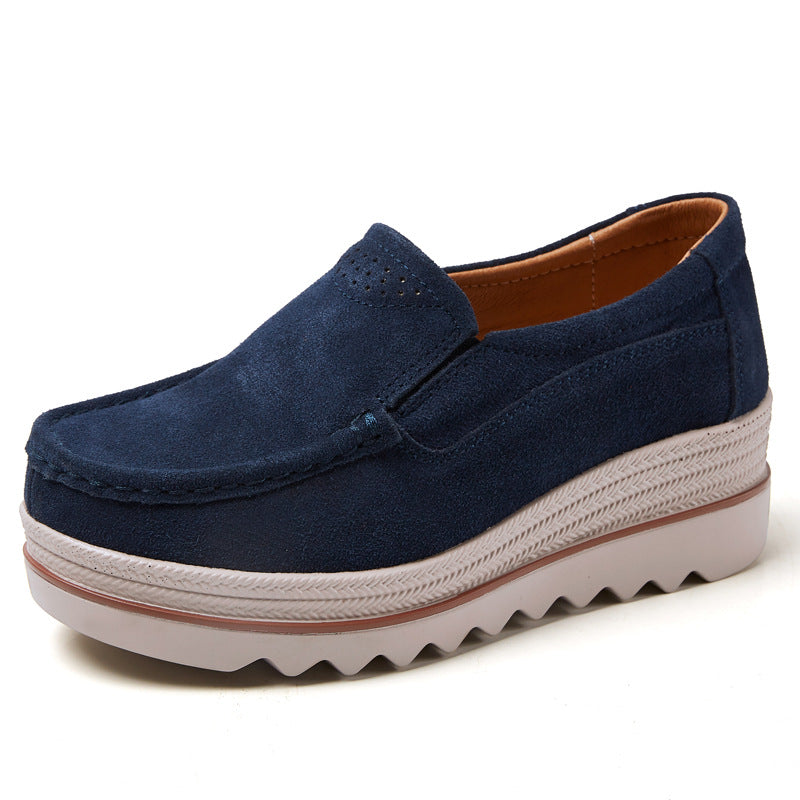 Thick-soled Flat Shoes Anti-slip Suede Height Increasing Shoes For Women - Chilazexpress Ltd