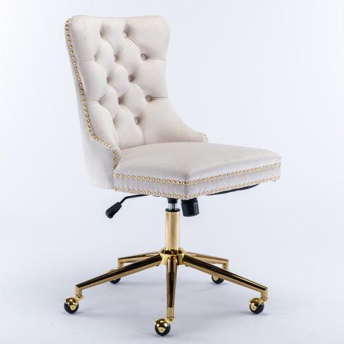 Velvet Fabric Tufted Button Home Office Chair, Adjustable Office Chair Swivel Office Chair - Chilazexpress Ltd