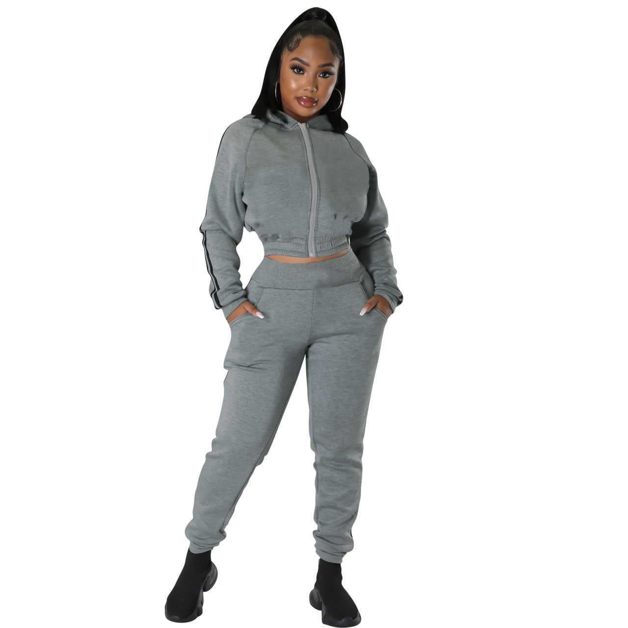 Women's Fashion Casual Hooded Sweater Suit