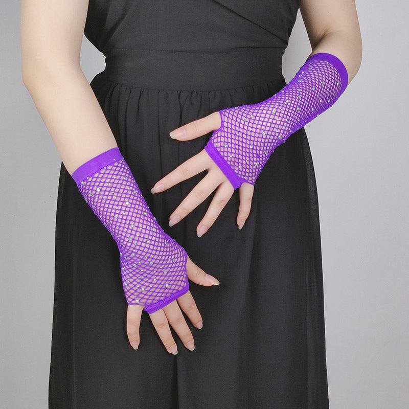 Fishing Net Hot Drill Finger Lace Gloves Clothing Accessories - Chilazexpress Ltd
