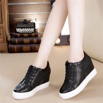 New Versatile Breathable White Shoes For Women Inner Height Increasing Casual Shoes - Chilazexpress Ltd