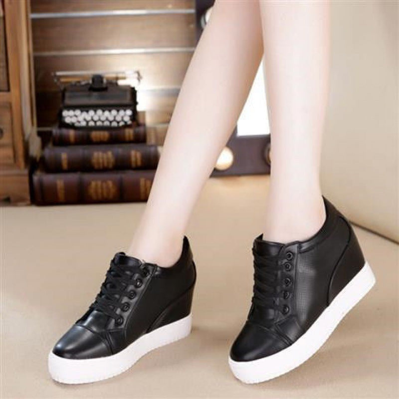 New Versatile Breathable White Shoes For Women Inner Height Increasing Casual Shoes - Chilazexpress Ltd