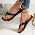 Cross-woven Design Thong Sandals Summer Flat Slides Shoes Flip Flops Casual Vacation Beach Slippers For Women - Chilazexpress Ltd