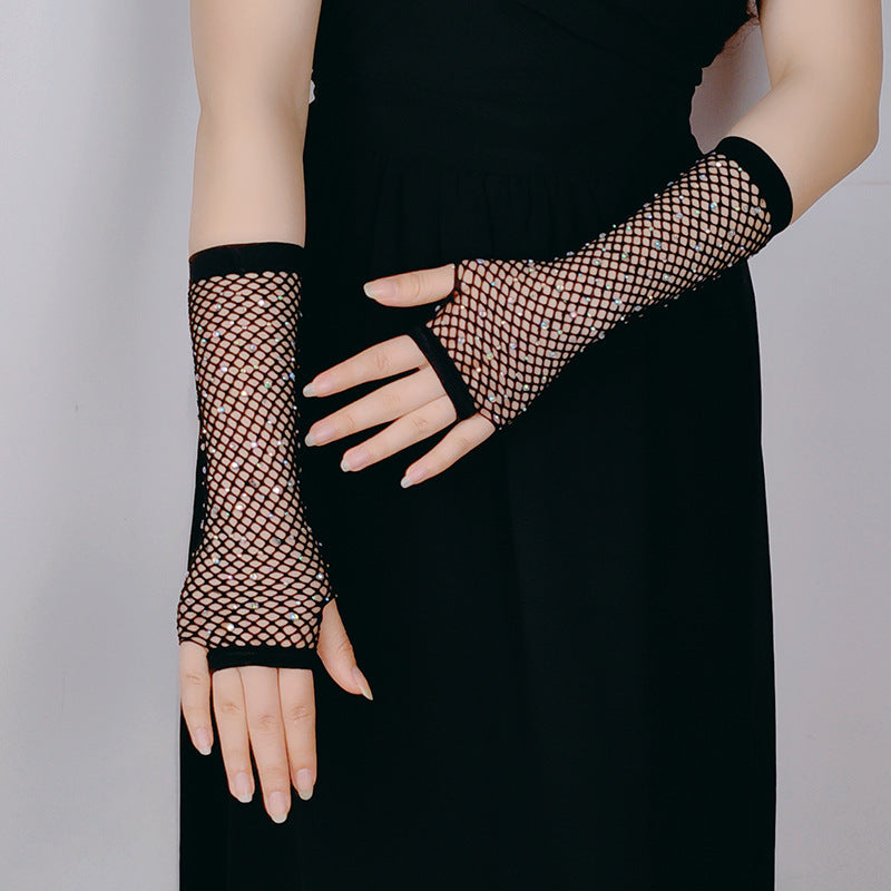 Fishing Net Hot Drill Finger Lace Gloves Clothing Accessories - Chilazexpress Ltd