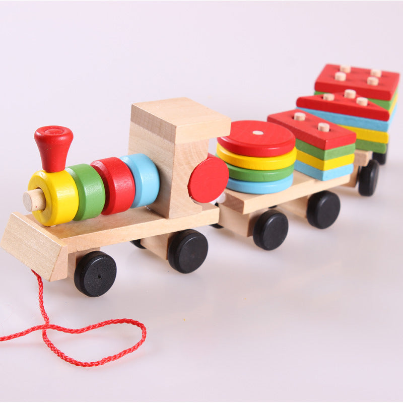 Wooden Train Three-section Tractor Toy Children's Intelligence Puzzle Toys Educational Toys - Chilazexpress Ltd