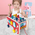 Montessori Toddlers Kids Wooden Pounding Bench Animal Bus Toys Early Educational Set Gifts For Children Toy Musical Instrument - Chilazexpress Ltd