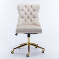 Velvet Fabric Tufted Button Home Office Chair, Adjustable Office Chair Swivel Office Chair - Chilazexpress Ltd