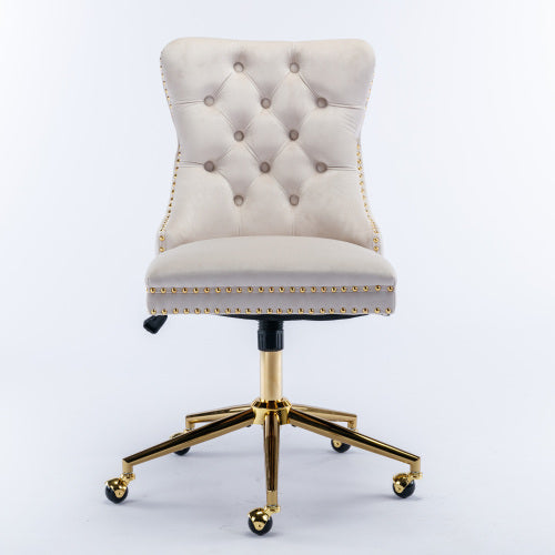 Velvet Fabric Tufted Button Home Office Chair, Adjustable Office Chair Swivel Office Chair - Chilazexpress Ltd